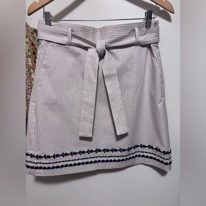 NWT Ann Taylor Cotton lined Skirt embroidered bottom side zipper pockets size 6